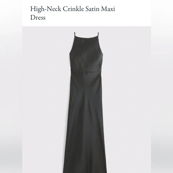 Abercrombie & Fitch Black High Neck Satin Maxi Dress - Picture 6 of 7